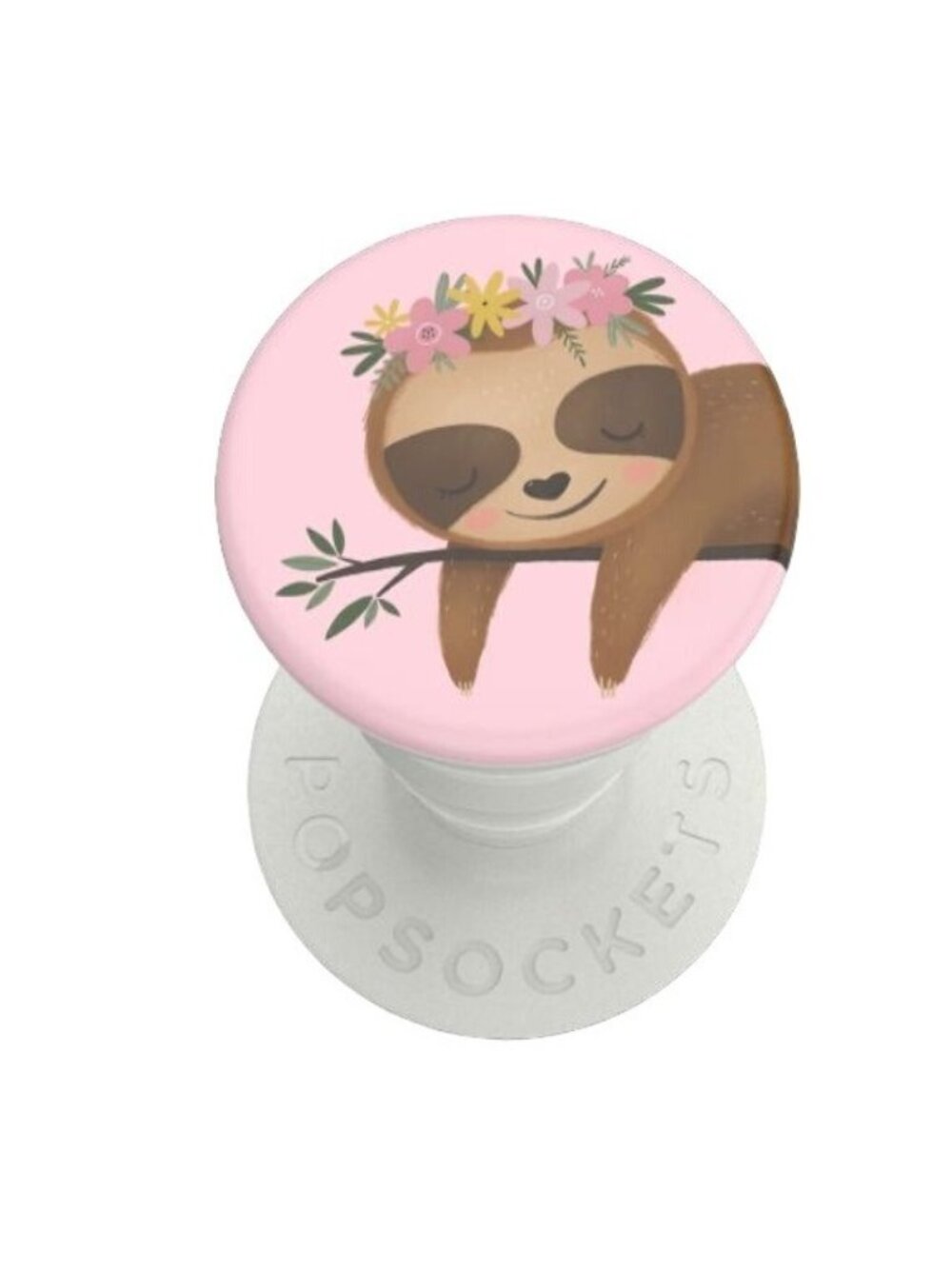 PopSockets Phone Grip & Stand With Adorable Sloth In Floral Crown - Swappable To